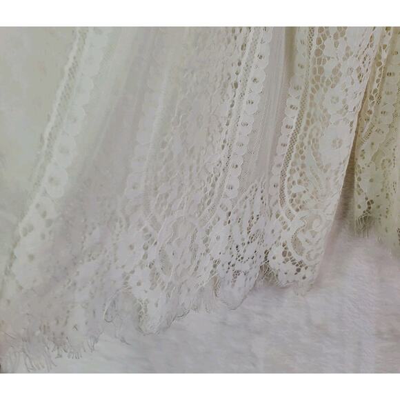 Altard State Crochet Lace Bell Sleeve Lined Top Ivory Sheer Boho Festival Large - Picture 11 of 16